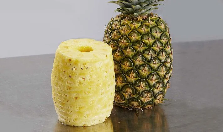 pm ams220 pineapple melon peeling machine pineapples peeled and unpeeled overview