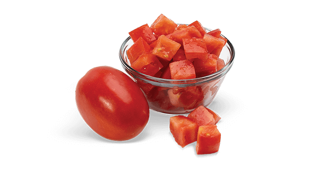 tomato diced in glass bowl