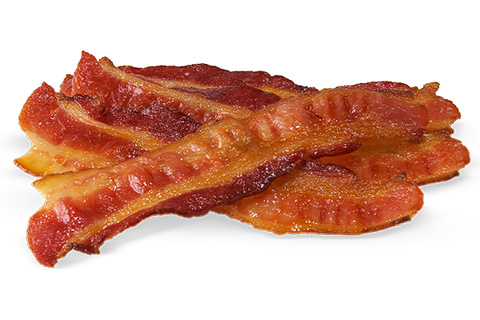 whole bacon stripped cooked